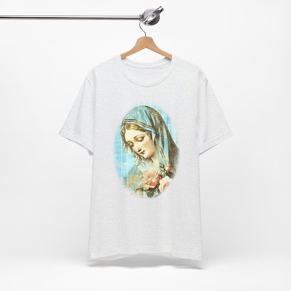 Thumbnail: Virgin Mary T-Shirt Shabby French Ave Maria Faith Art Tee Catholic Gifts