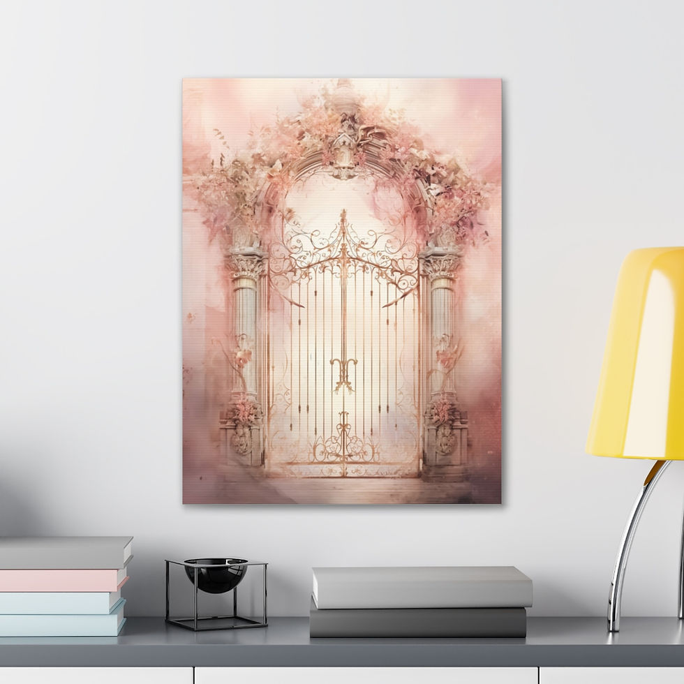 Thumbnail: Canvas Art Shabby French Country Cottage Decor Victorian Pink Roses Iron Gate