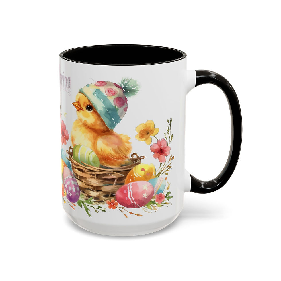 Thumbnail: Artistic Coffee Mug Joys of Spring Baby Chick Easter Eggs Bunny Thoughtful Gift