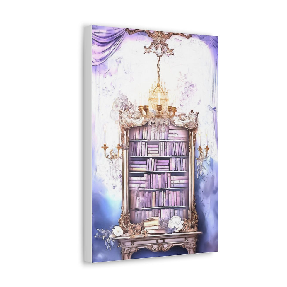 Thumbnail: Shabby Books Canvas Art Bookcase Watercolor Canvas Print Wall Decor 