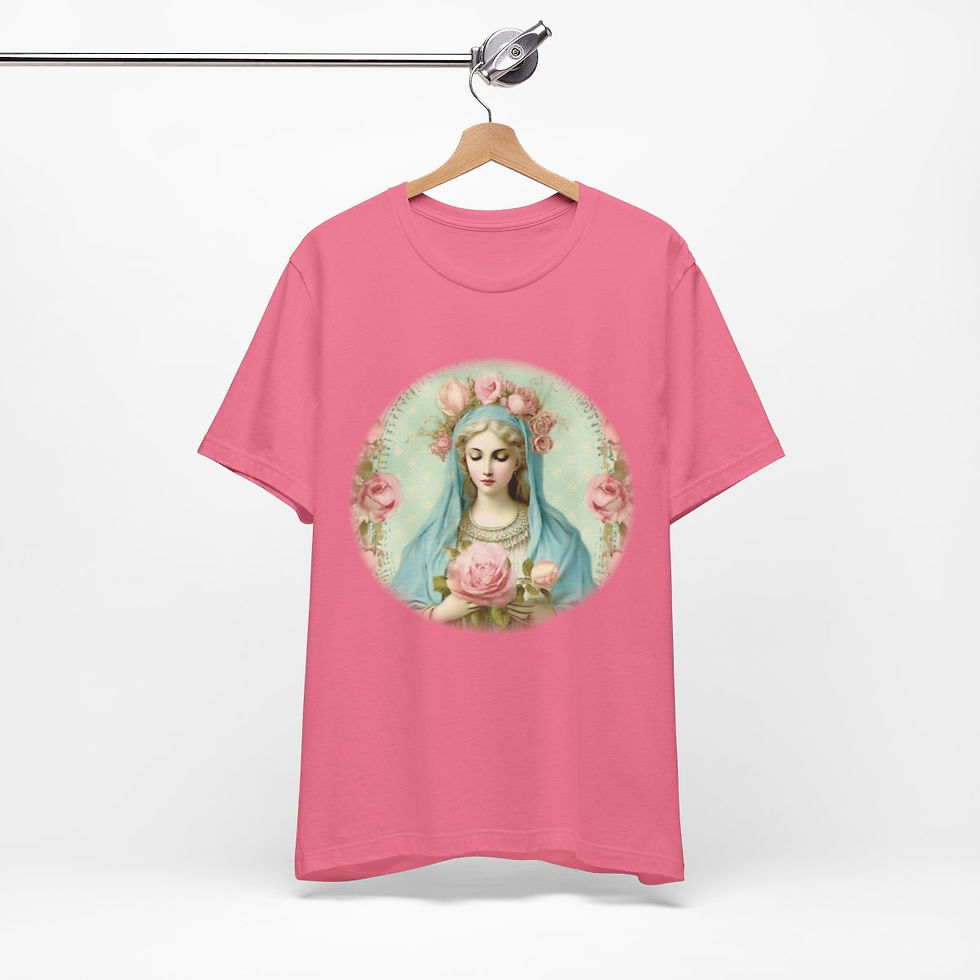 Thumbnail: Virgin Mary T-Shirt Shabby French Madonna Ave Maria Art Tee Catholic Faith Gifts