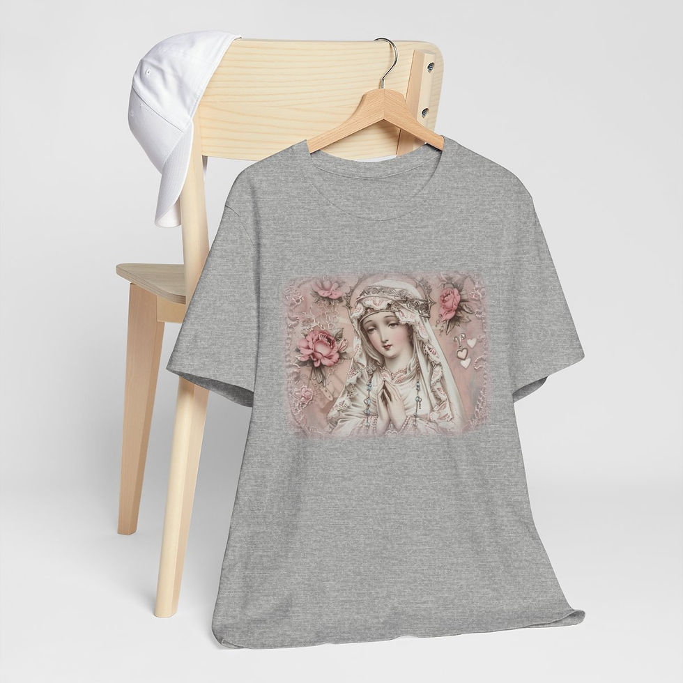 Thumbnail: Shabby Religious T-Shirt Virgin Mary Art Tee Thoughtful Catholic Gifts of Faith