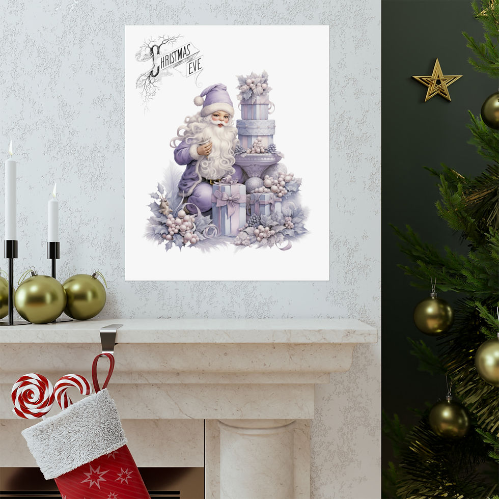 Thumbnail: Nostalgic Vintage Christmas Decor Shabby Chic Santa Claus Art Print Lavender
