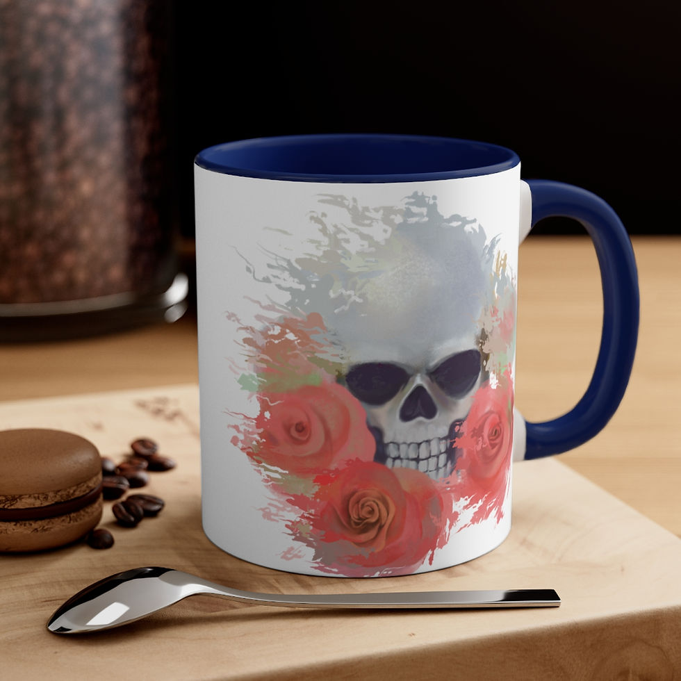 Thumbnail: Coffee Mug 2-tone Skull Art Metaphysical Decor Esoteric gifts
