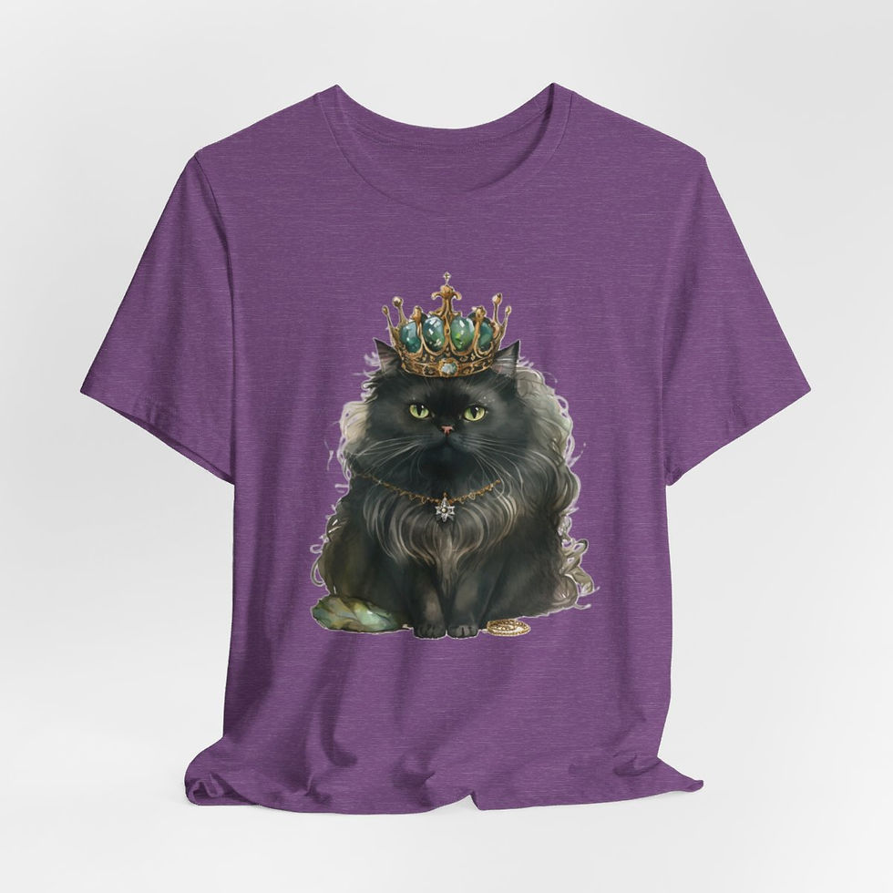 Thumbnail: Sarcastic Queen Cat T-Shirt Crowned Black Cat Lover Tee Expressive Fun Gifts
