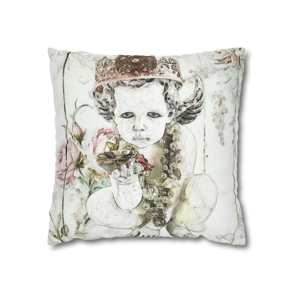 Thumbnail: Shabby French Country Decor Cherub Throw Pillow cover Vintage Pink Cottage Roses