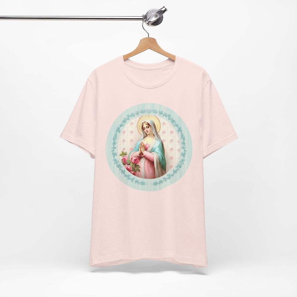 Thumbnail: Shabby Virgin Mary T-Shirt Religious Faith Pastel Art Tee Vintage Catholic Gifts