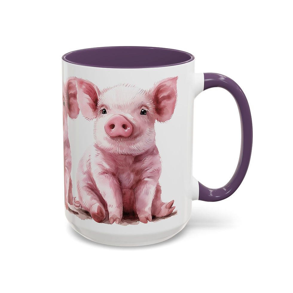 Thumbnail: Pig Lover Coffee Mug Sitting Pigs Pink Pigs Artistic Gift 