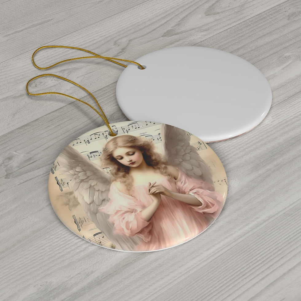 Thumbnail: Shabby French Victorian Angel Ornament Pastel Christmas Music Decor & Gifts