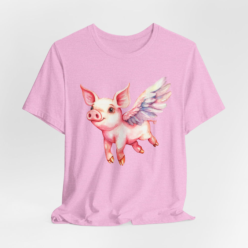 Thumbnail: Pig Lover T-Shirt Flying Pig with Wings Shabby Farmhouse Art Tee Artistic gift