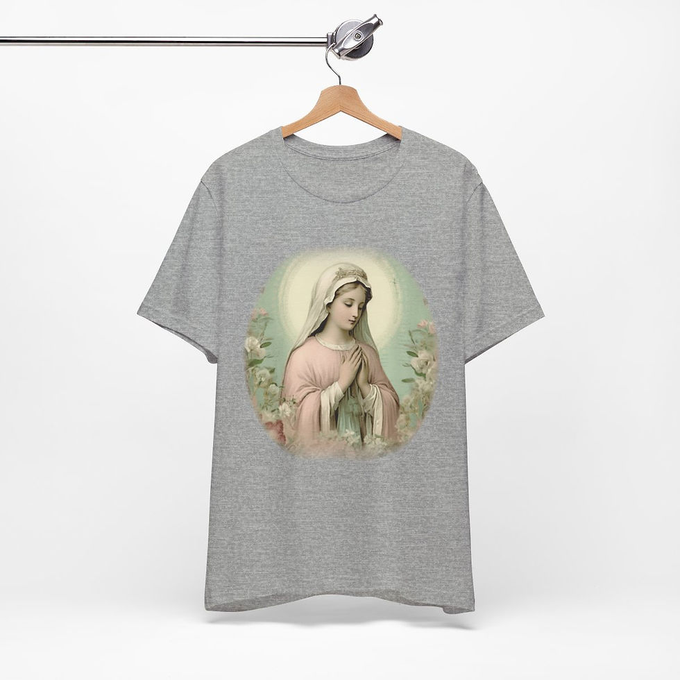 Thumbnail: Praying Virgin Mary T-Shirt Shabby Ave Maria Art Tee Catholic Faith Gifts