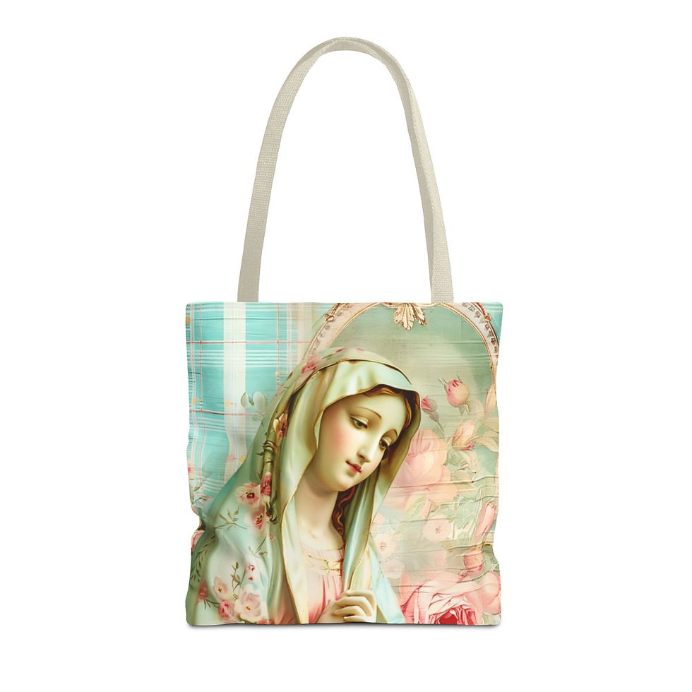 Thumbnail: Shabby Virgin Mary Tote Bag Vintage Religious Art Peaceful Catholic Gift