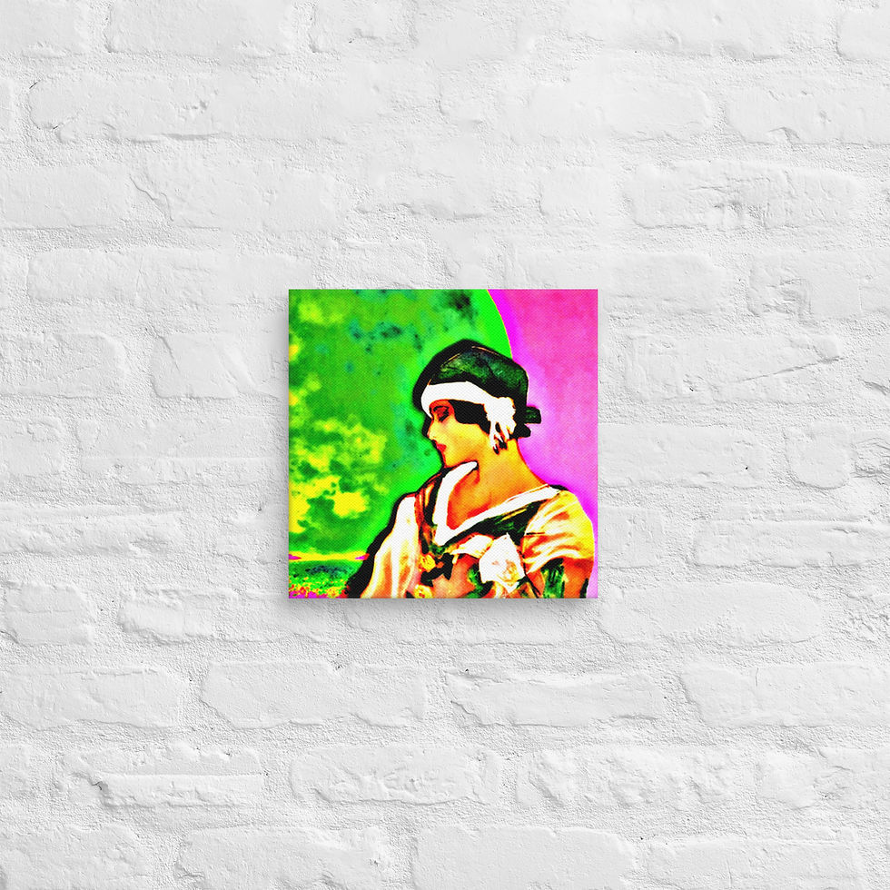 Thumbnail: Colorful Canvas Art Full Moon Maiden Boho Witchy Tote Artistic Gift