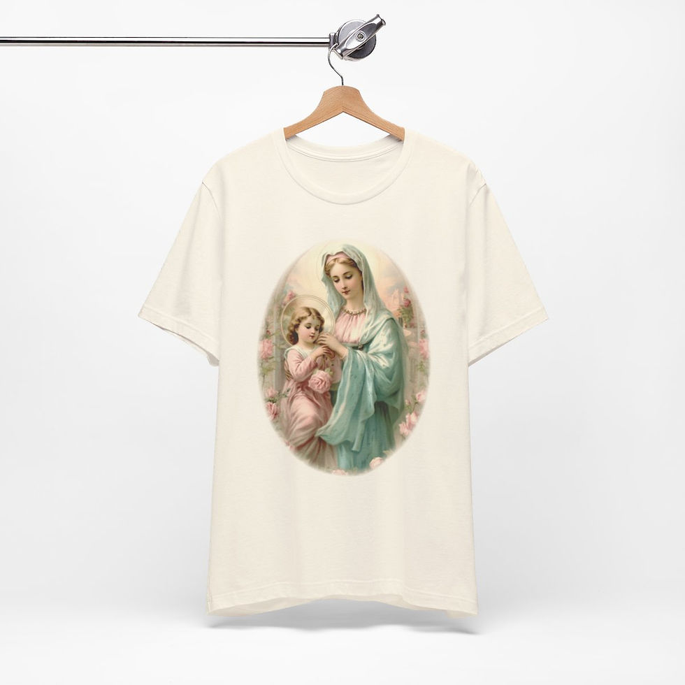 Thumbnail: Virgin Mary T-Shirt Shabby French Madonna and Child Art Tee Catholic Faith Gifts