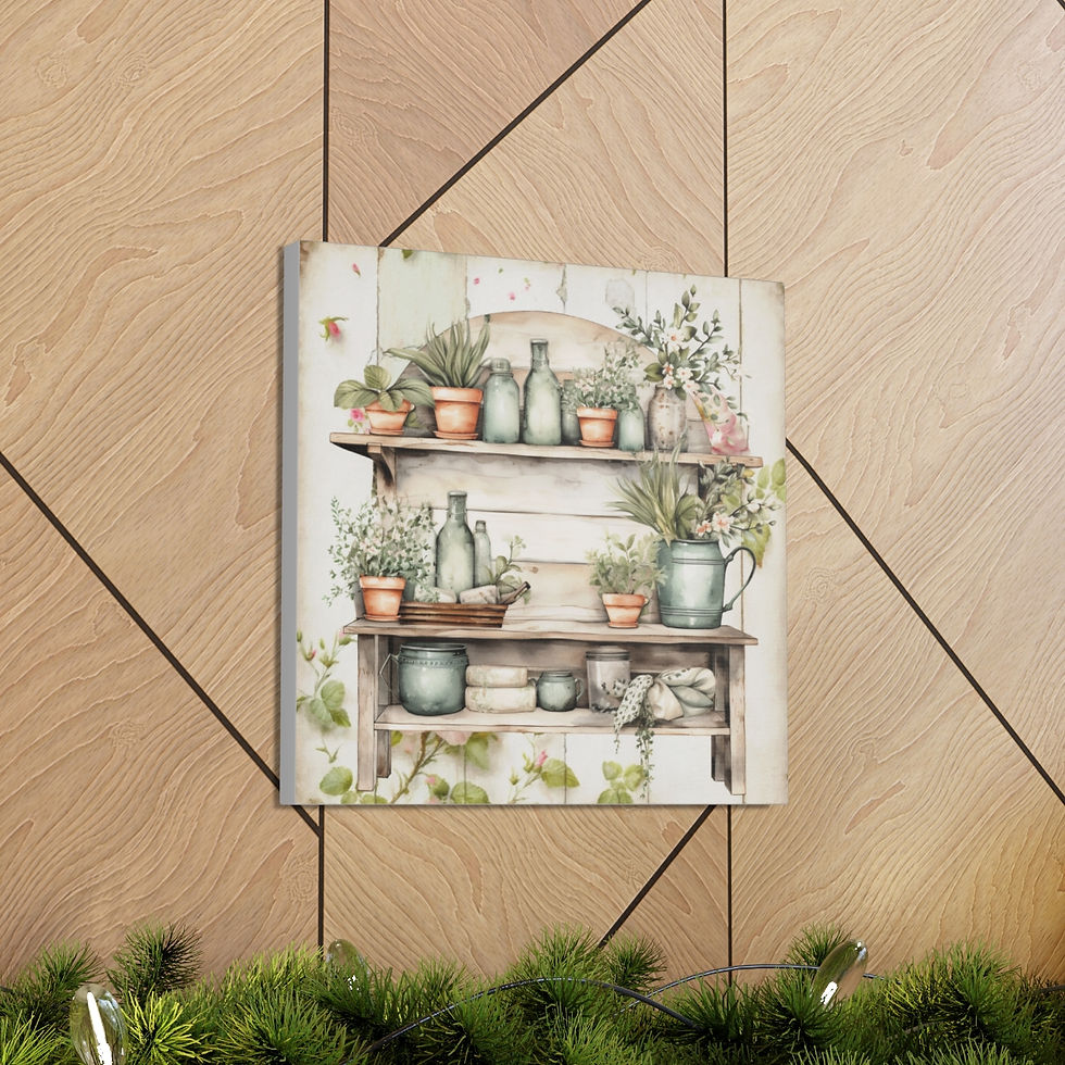 Thumbnail: Vintage Shabby Kitchen Canvas Art French Farmhouse Gardening Cottage Wall decor