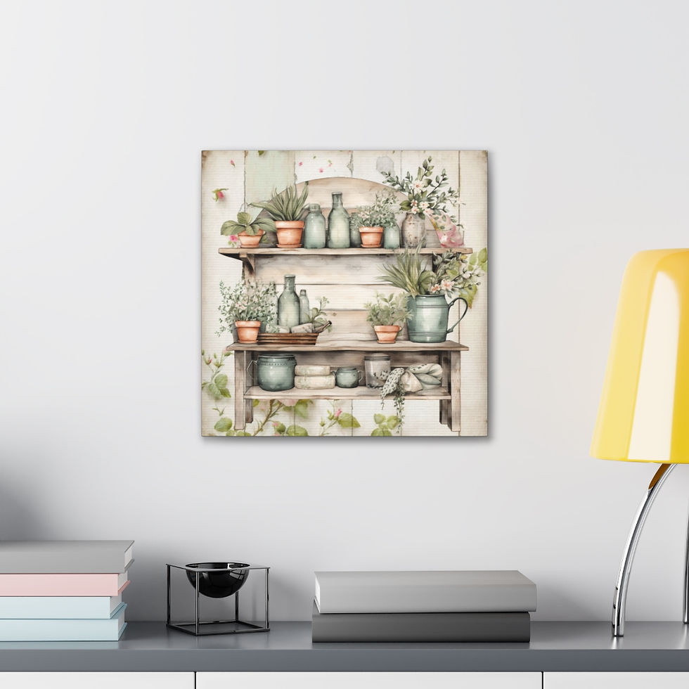 Thumbnail: Vintage Shabby Kitchen Canvas Art French Farmhouse Gardening Cottage Wall decor