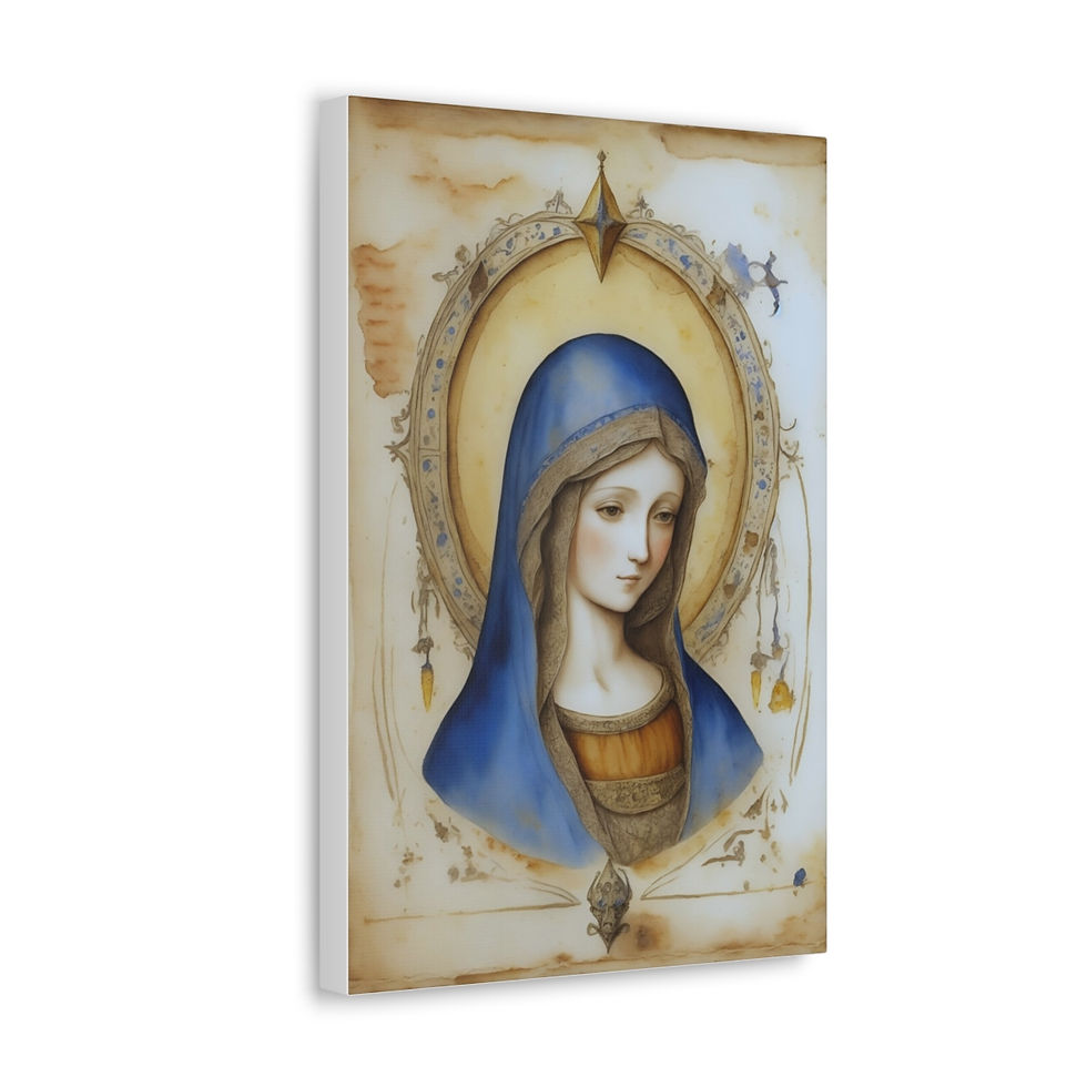 Thumbnail: Blessed Virgin Mary Canvas Art Madonna Watercolor French Country Religious Decor