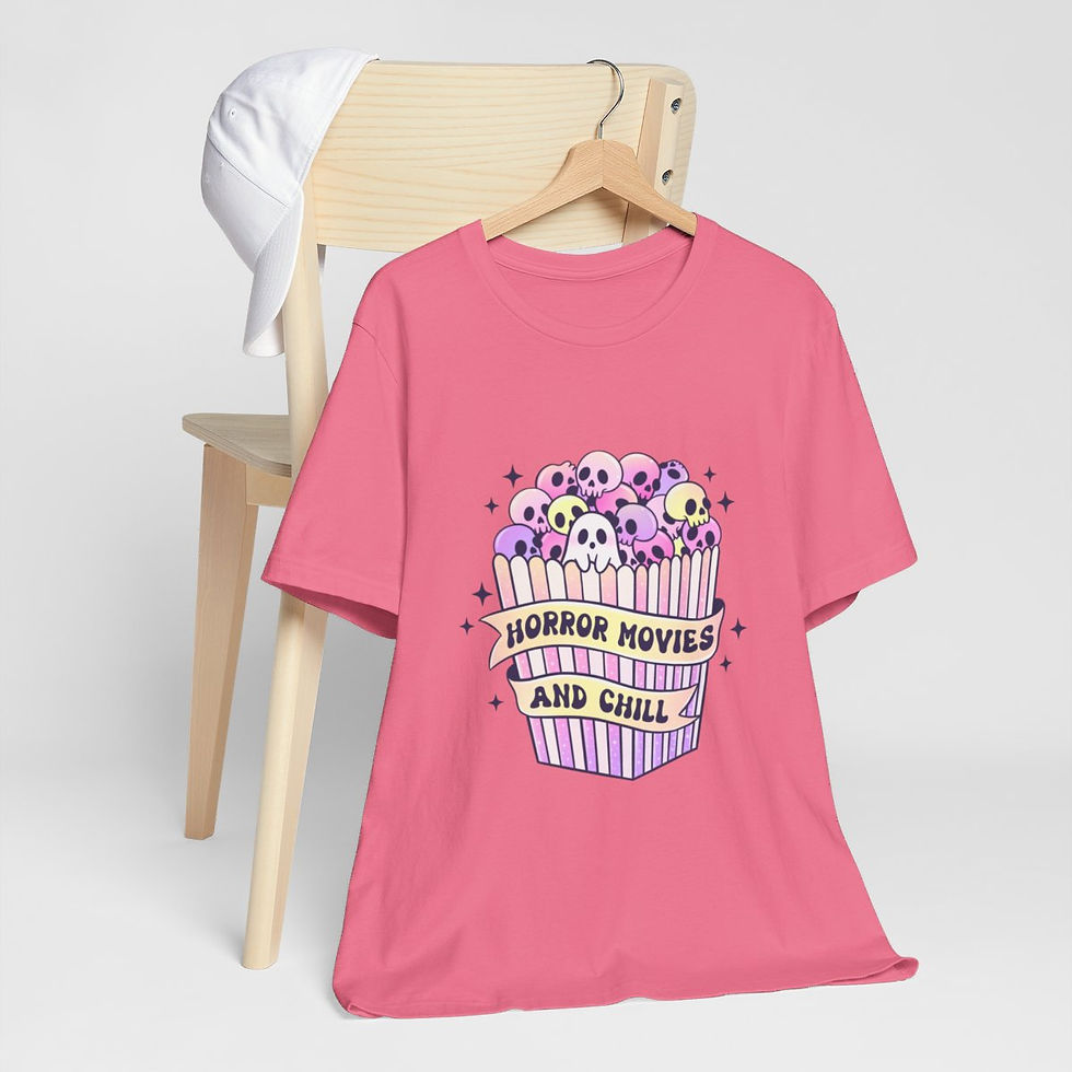 Thumbnail: Fun T-Shirt Horror Movies and Chill Art Tee Trendy Apparel Artistic Gifts