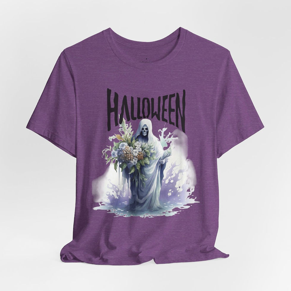 Thumbnail: Creepy Halloween T-Shirt Spooky Zombie Reaper Skeleton Art Tee Trendy Apparel