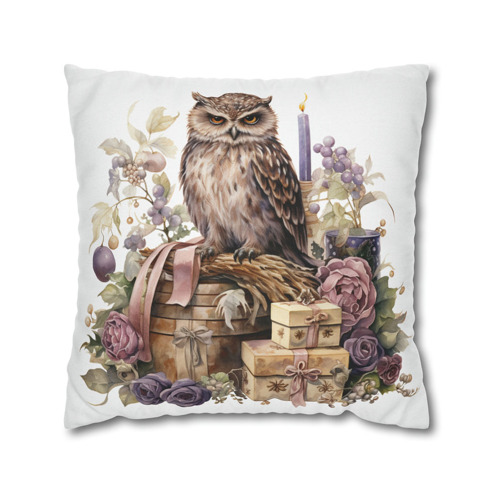 Thumbnail: Shabby Owl Christmas Throw Pillow cover French Victorian Holiday Cottage Decor