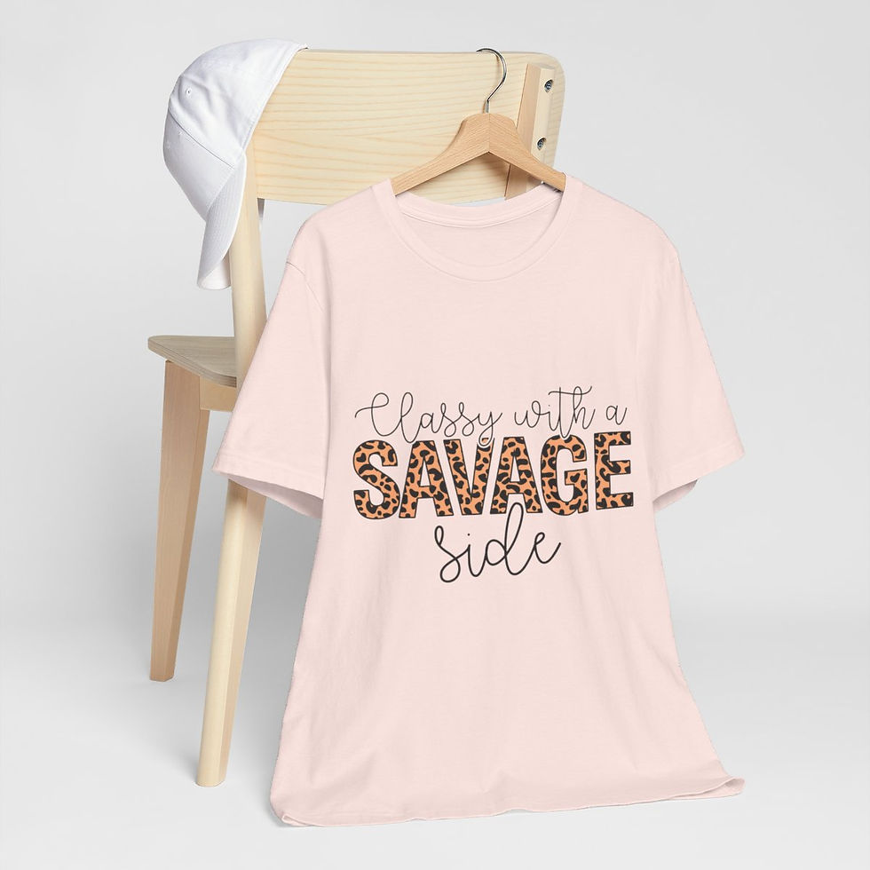 Thumbnail: Sarcastic T-Shirt Classy with a Savage Side Leopard Art Tee Expressive Fun Gifts