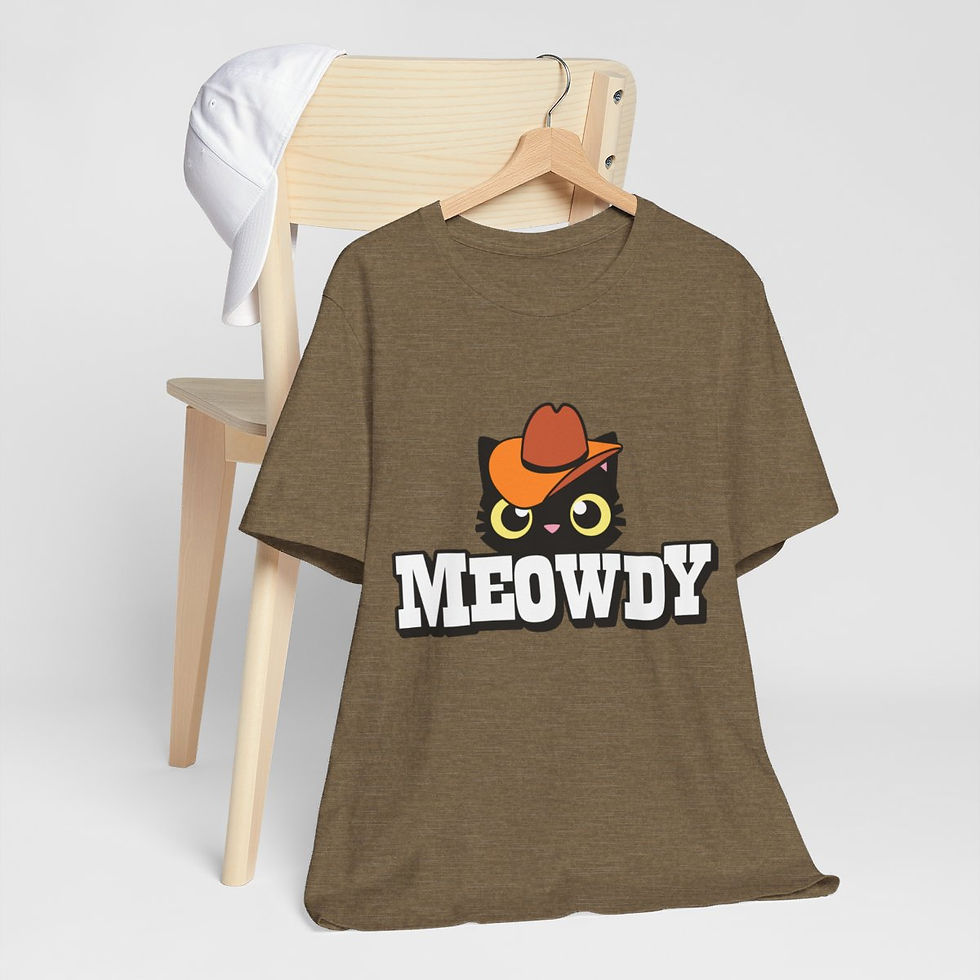 Thumbnail: Sarcastic T-Shirt Meowdy Cowboy Cat Art Tee Expressive Fun Unique Gifts