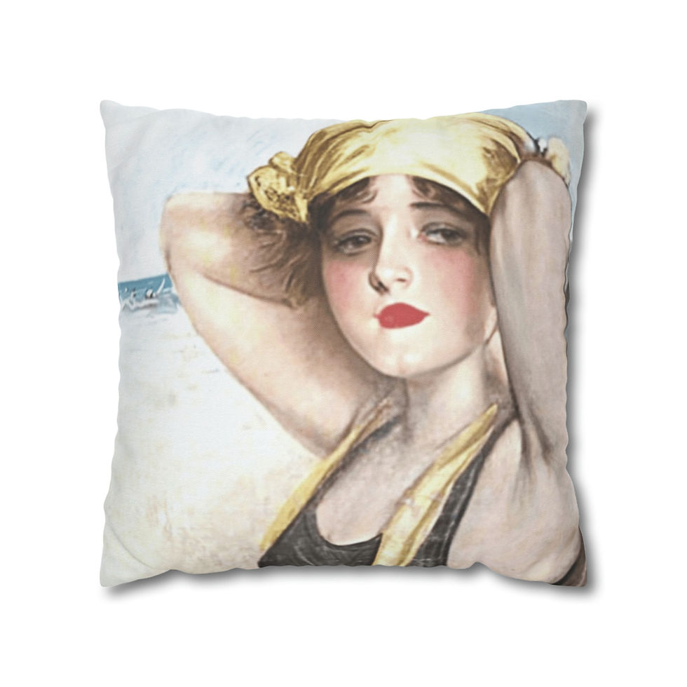 Thumbnail: Vintage Harrison Fisher Beach Beauty Throw Pillow cover Artistic Home Decor