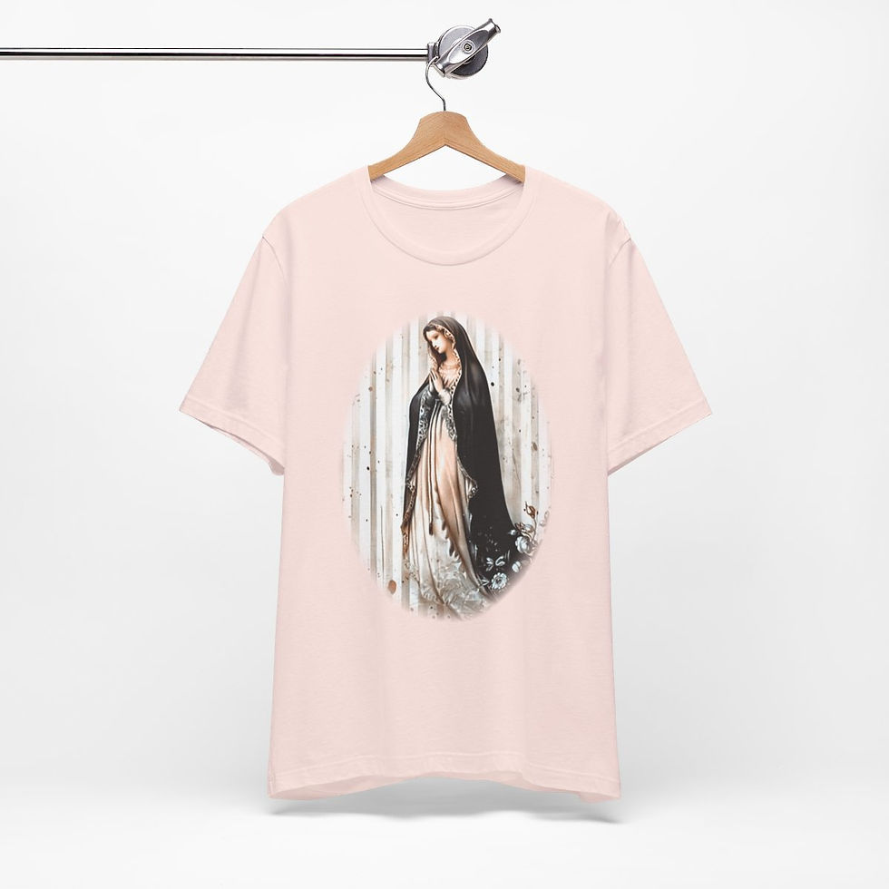 Thumbnail: Virgin Mary T-Shirt Shabby French Ave Maria Faith Art Tee Catholic Gifts