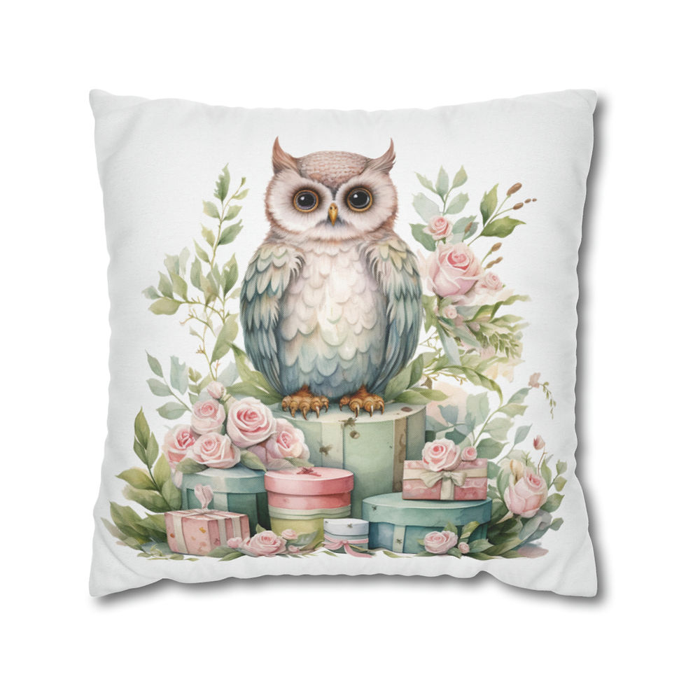 Thumbnail: Shabby Owl Throw Pillow cover Chic French Victorian Pink Home Decor