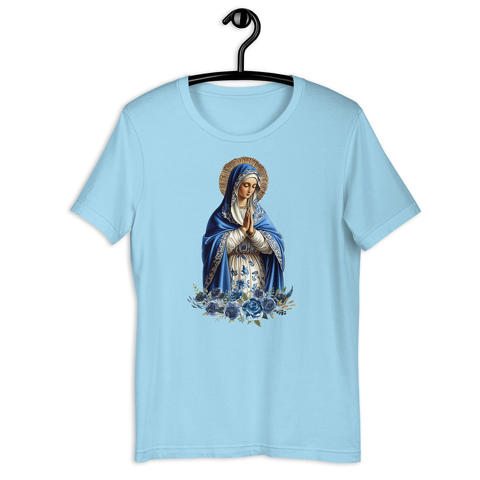 Thumbnail: Artistic Virgin Mary T-Shirt Catholic Faith Wearable Art French Mother Mary Tee