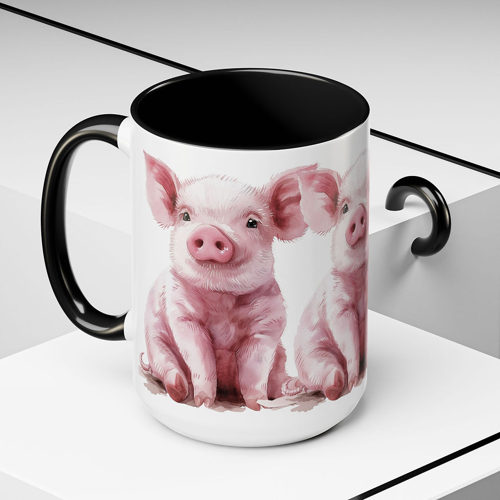 Thumbnail: Pig Lover Coffee Mug Sitting Pigs Pink Pigs Artistic Gift 