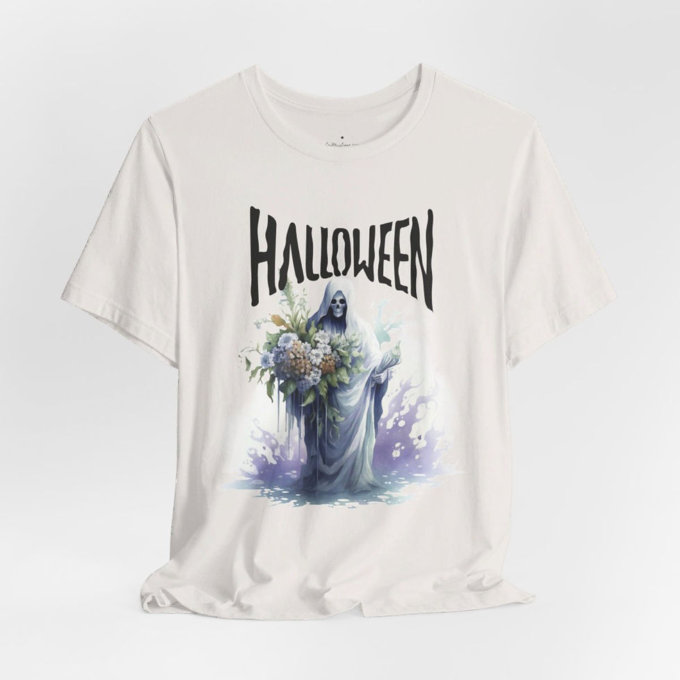 Thumbnail: Creepy Halloween T-Shirt Spooky Zombie Reaper Skeleton Art Tee Trendy Apparel