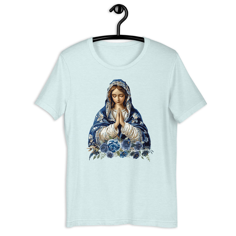 Thumbnail: Artistic Virgin Mary T-Shirt Catholic Faith Wearable Art French Mother Mary Tee
