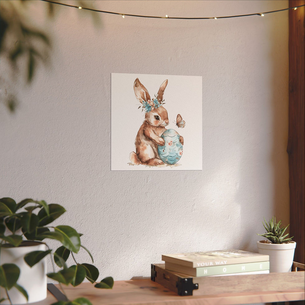 Thumbnail: Shabby Rabbit Watercolor Art Print Boho Bunny & Butterfly Cottage Spring Decor 