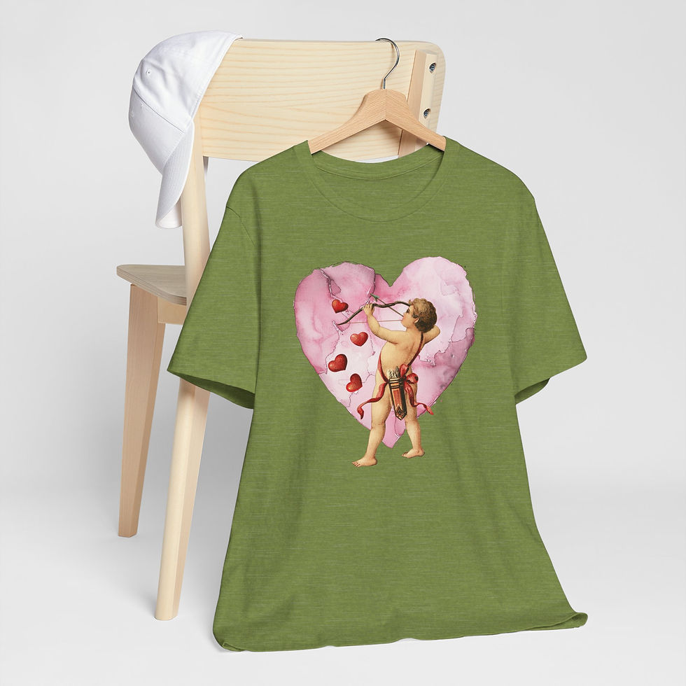 Thumbnail: Vintage Cupid T-Shirt Cherub Heart Artistic Gift Shabby Valentine's Day Tee