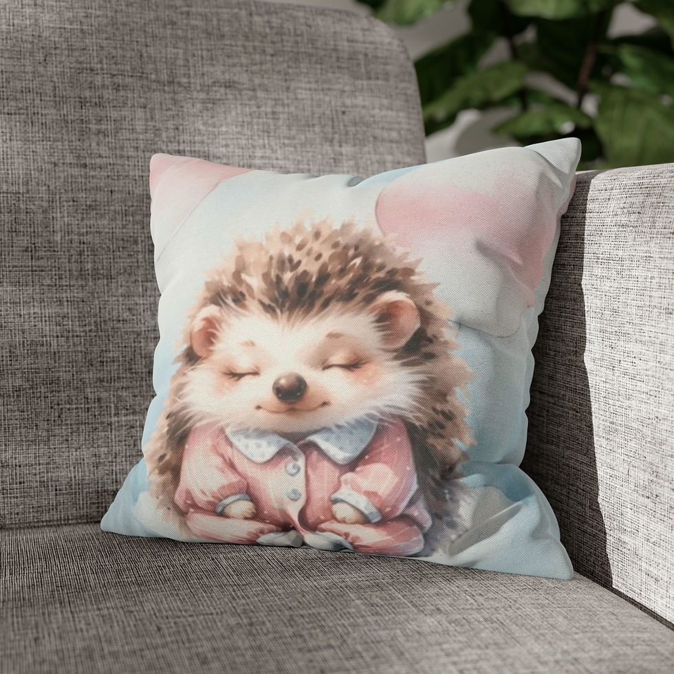Thumbnail: Artistic Nursery Décor Throw Pillow Headgehog Watercolor Sky Unisex Baby Gifts
