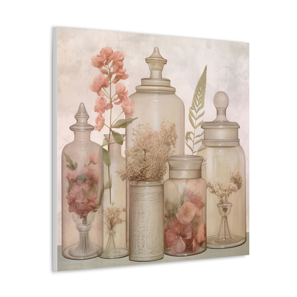 Thumbnail: Canvas Art Jars Bottles Flowers Shabby Chic Decor French Country Wall Hanging