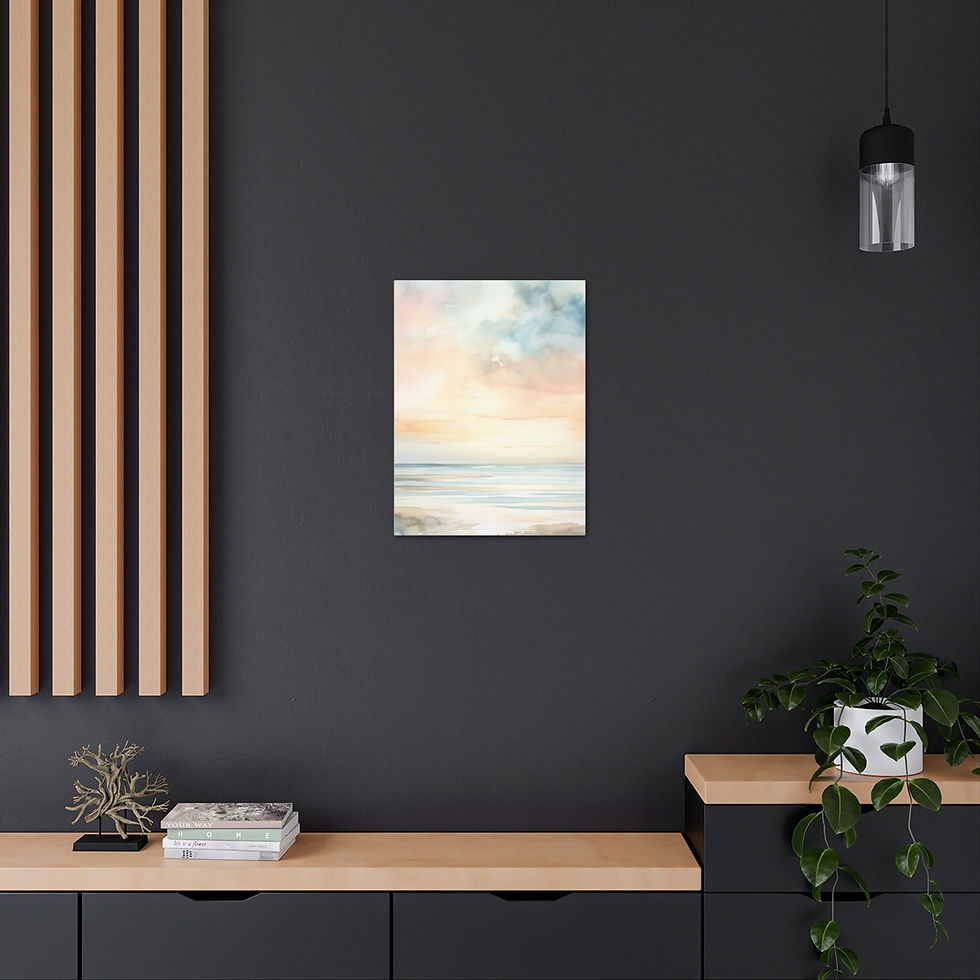 Thumbnail: Pastel Minimalist Canvas Art Ocean Sunset Beach Seascape Modern Statement decor