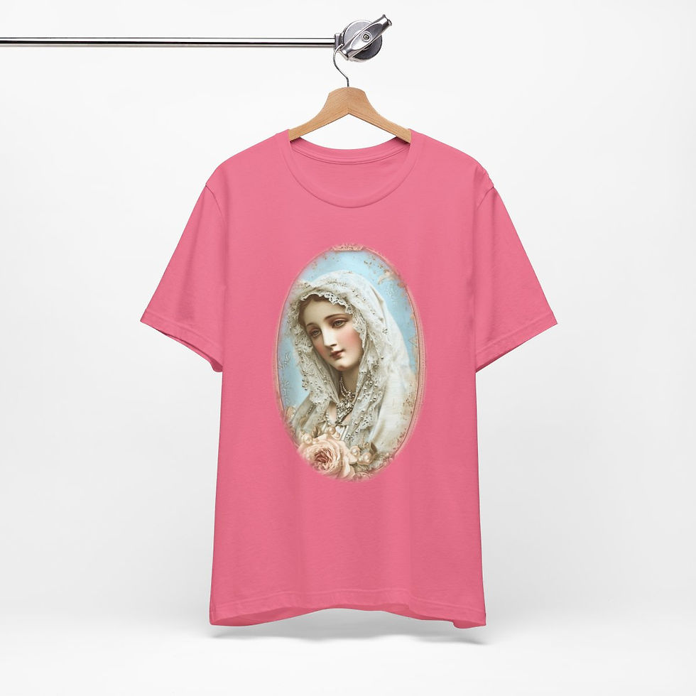 Thumbnail: Shabby Virgin Mary T-Shirt Ave Maria Religious Faith Art Tee Catholic Gifts