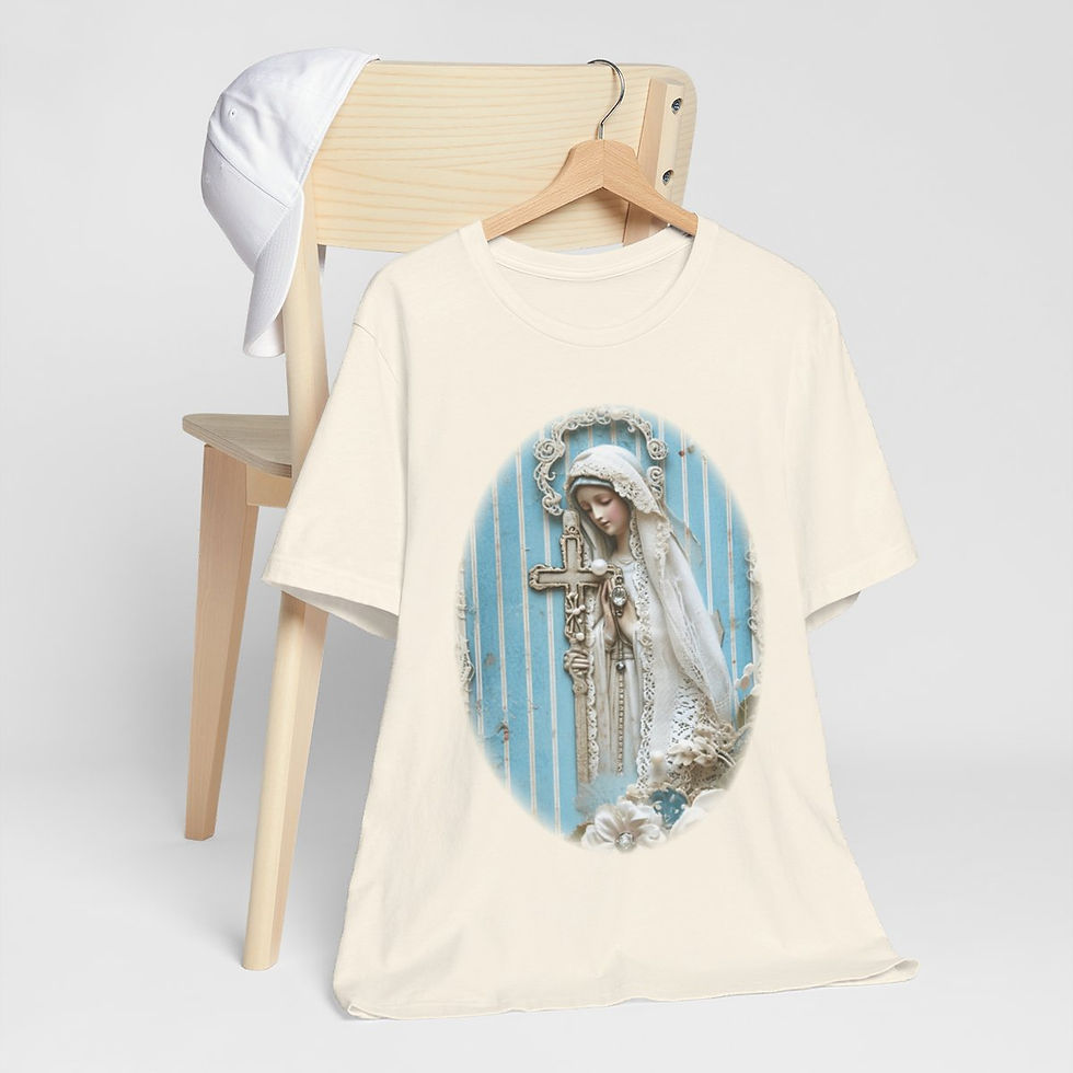 Thumbnail: Shabby Virgin Mary T-Shirt Ave Maria Religious Faith Art Tee Catholic Gifts