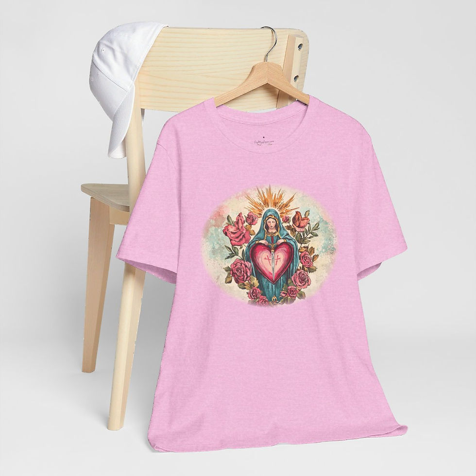 Thumbnail: Virgin Mary T-Shirt Shabby Mother Mary Immaculate Heart Catholic Art Tee