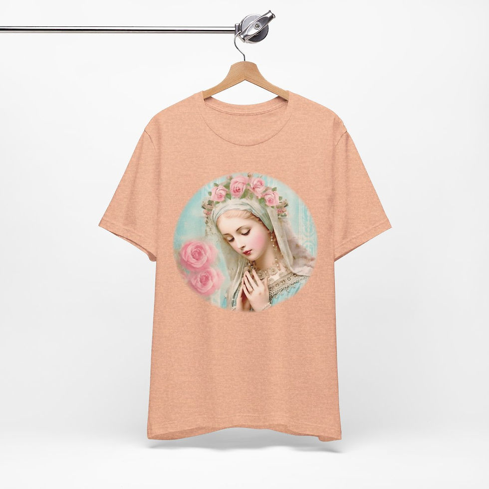 Thumbnail: Virgin Mary T-Shirt Shabby French Madonna Ave Maria Art Tee Catholic Faith Gifts