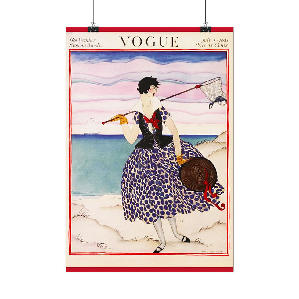 Thumbnail: Vintage Vogue Magazine Cover Giclee Art Print Chic Summer Beach French fashion 