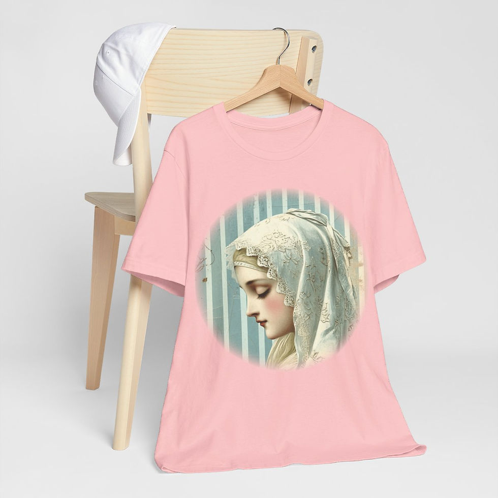 Thumbnail: Shabby Virgin Mary T-Shirt Ave Maria Religious Faith Art Tee Catholic Gifts