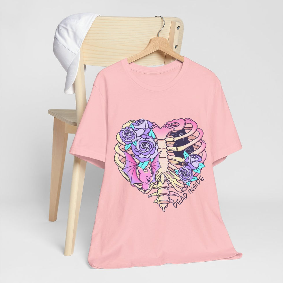 Thumbnail: Funny Skeleton Heart T-Shirt Dead Inside Sarcastic Art Tee Expressive Gifts