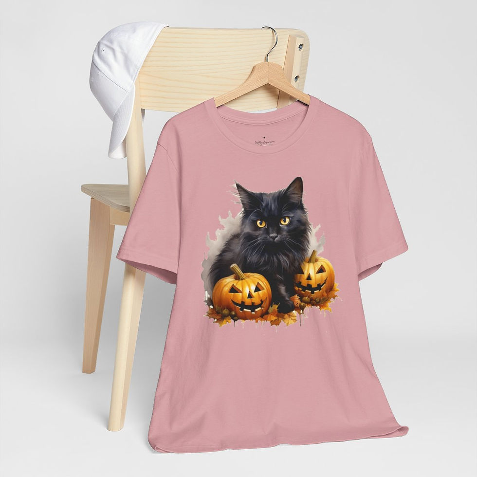 Thumbnail: Black Cat T-Shirt Halloween Pumpkins Fall Apparel Trendy Artistic Gifts