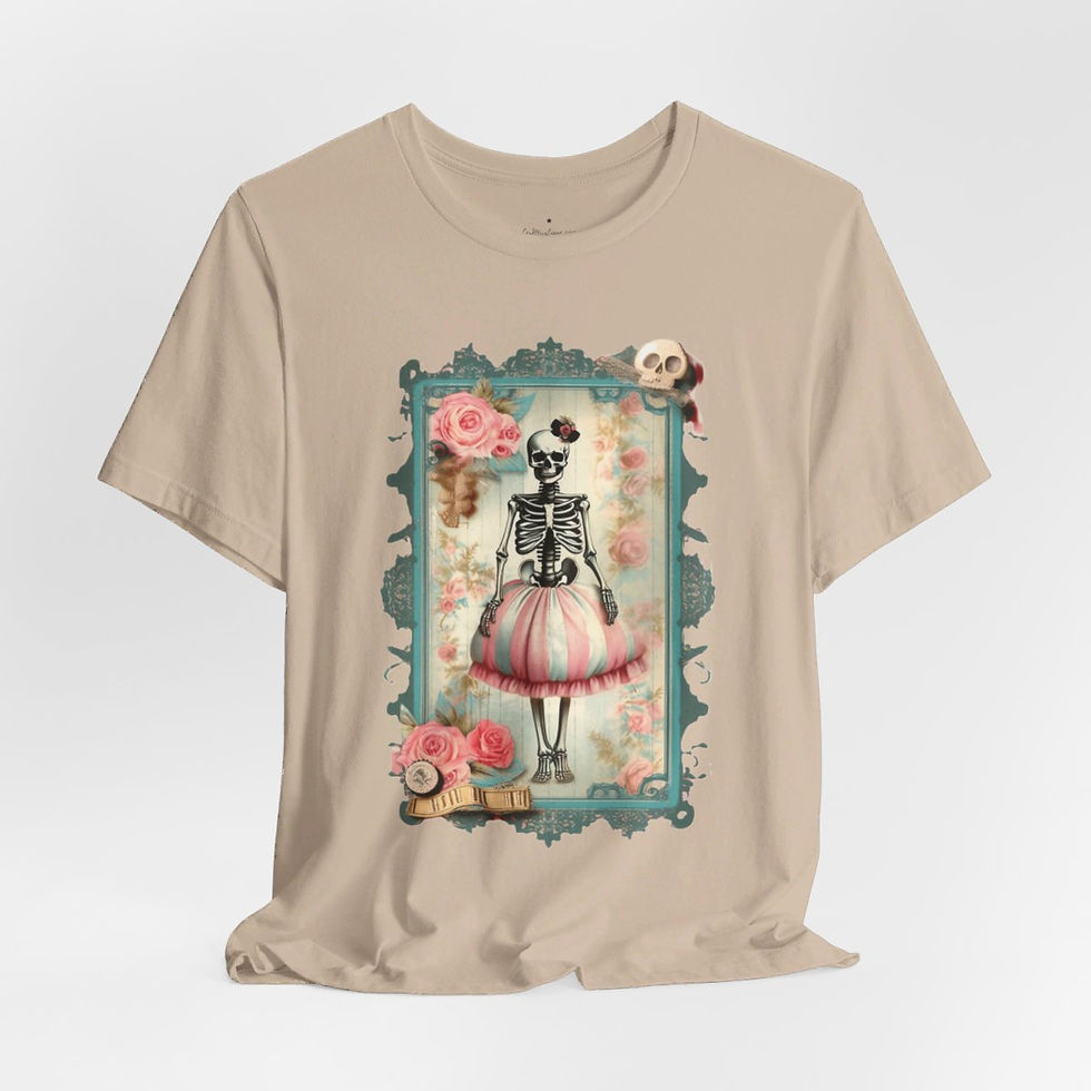 Thumbnail: Halloween T-Shirt Creepy Skeleton Art Shabby zombie Fall Art Apparel Trendy Gift