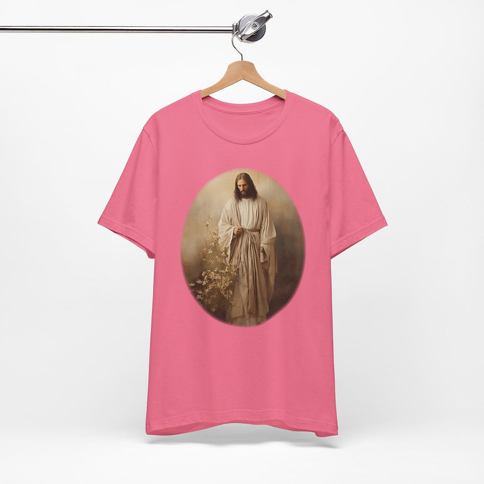 Thumbnail: Christian T-Shirt Shabby French Jesus Christ Faith Art Tee Catholic Gifts