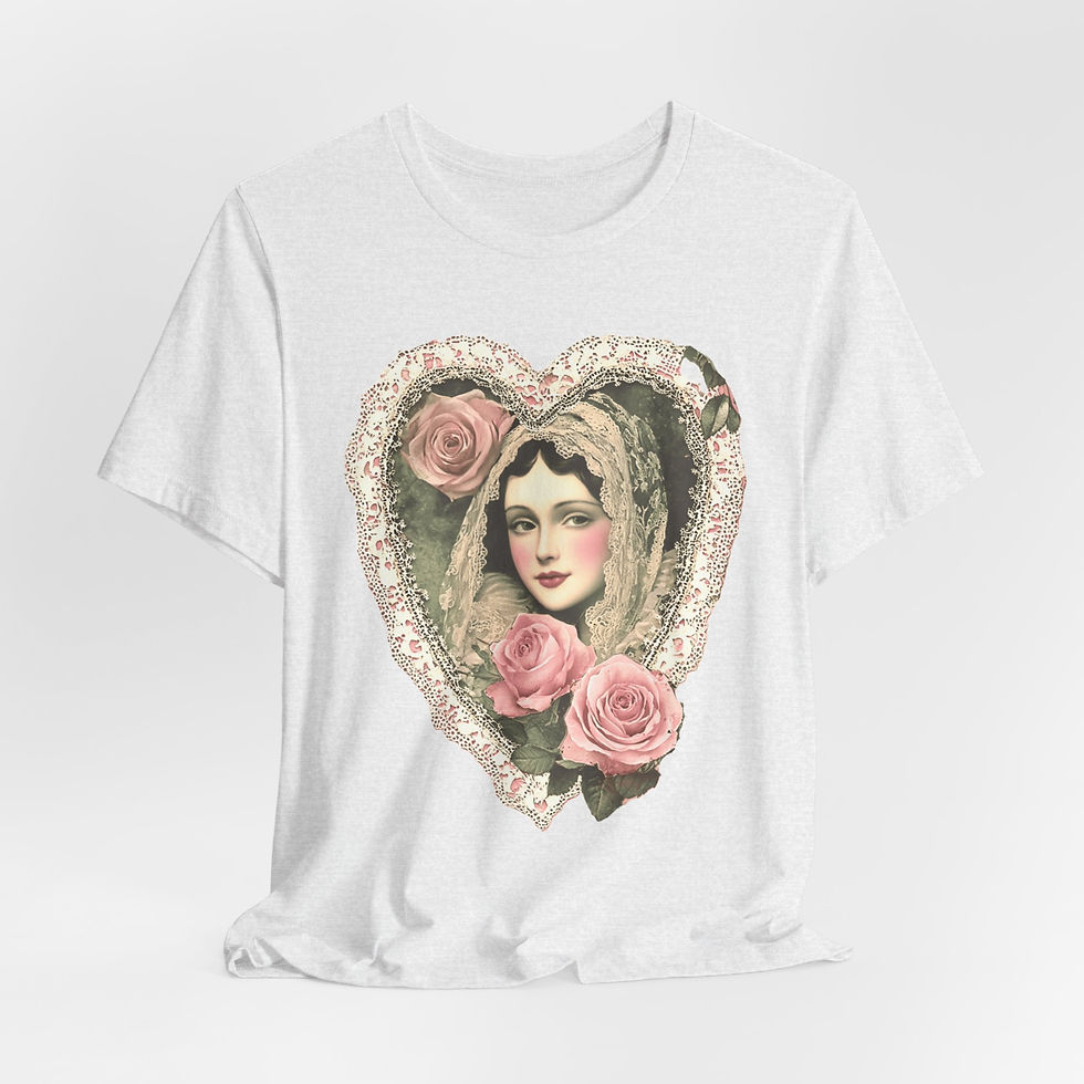 Thumbnail: Artistic T-Shirt Shabby Virgin Mary Pink Roses Religious Tee Catholic Faith Gift
