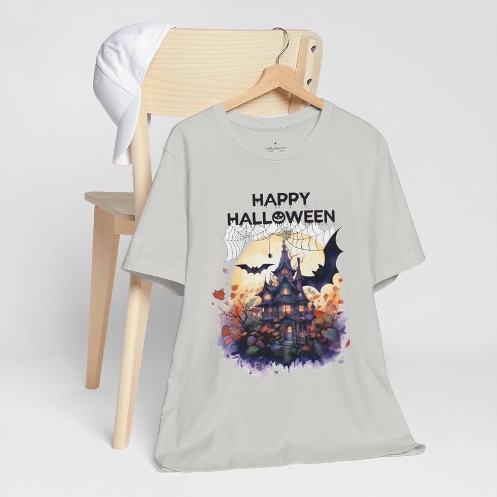 Thumbnail: Halloween T-Shirt Spooky Haunted House Art Fall Apparel Trendy Gift
